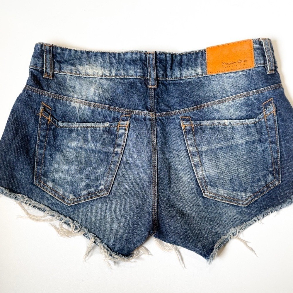 Zara Trafaluc Denim Jean Cut Off Shorts Blue Womens low rise - Picture 4 of 6